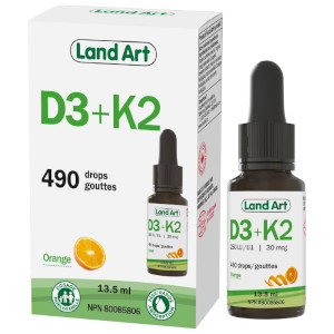 Land Art Certified Organic Vitamin D3 & K2 (MK7-Natto)